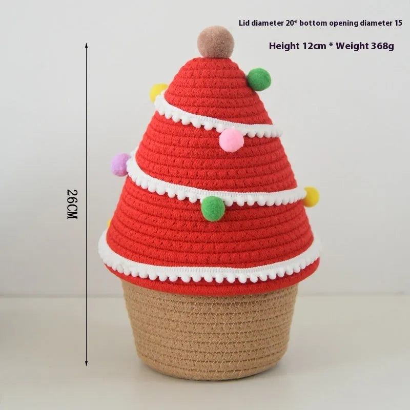 Cotton thread Christmas decoration storage basket with modern simplicity design, available in multiple colours including green and red variants