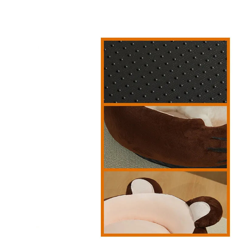 Lamb wool pet bed with PP cotton filling in Coffee or Gray, sizes S M L, rectangular calming pad for dogs and cats