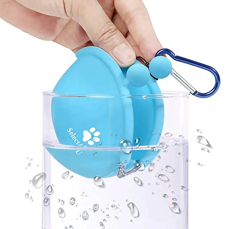 Silicone dog training treat pouch with belt clip in multiple colours.