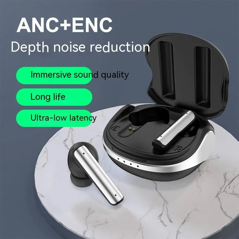 Wireless Bluetooth earphone in-ear metal P60PRO with charging case, black and milky white options