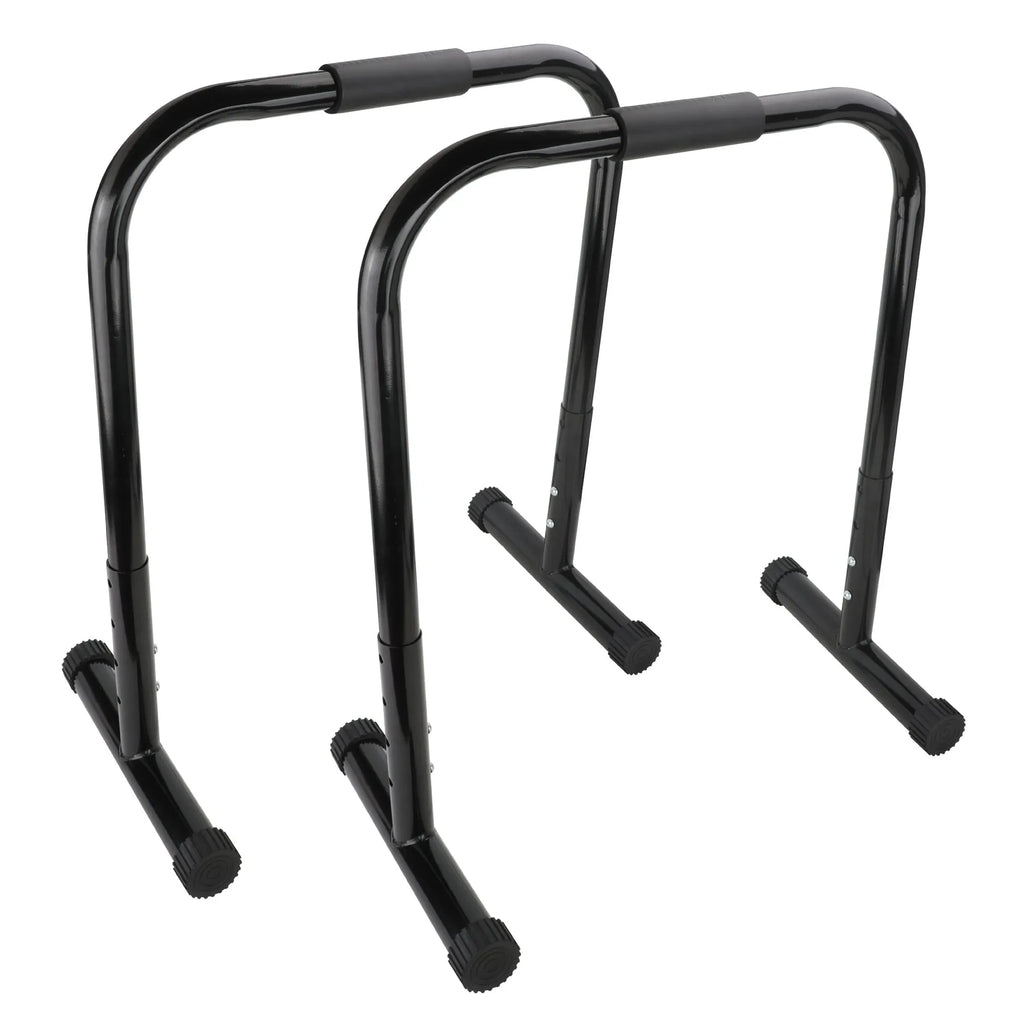 Indoor movable telescopic steel parallel bars for home gym strength training and yoga leg press in black colour