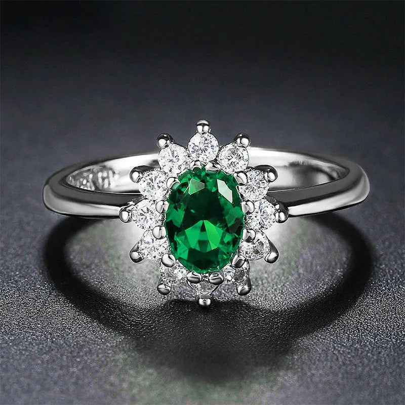 Women's floral moissanite ring in electroplated copper with inlaid zirconia detailing