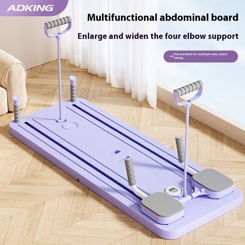 Purple multi-functional household fitness board with automatic rebound abdominal wheel for home workouts