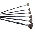 Matisse wild boar mane fan brush set of 6 with black birch handles and nickel plated copper ferrules on white background