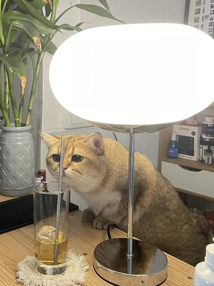 Glass lamp with 28cm single lampshade, button switch, and tricolor light for bedside decor
