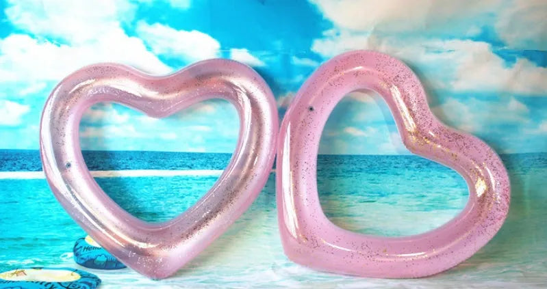 Oversized 120cm heart-shaped inflatable swim ring in pink for adults - Net Red Love Floating Row of Seats
