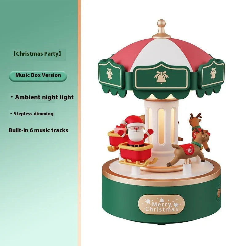 Carousel music box ambience light with USB rechargeable battery and rotating decoration in Sweet Dream Girl theme