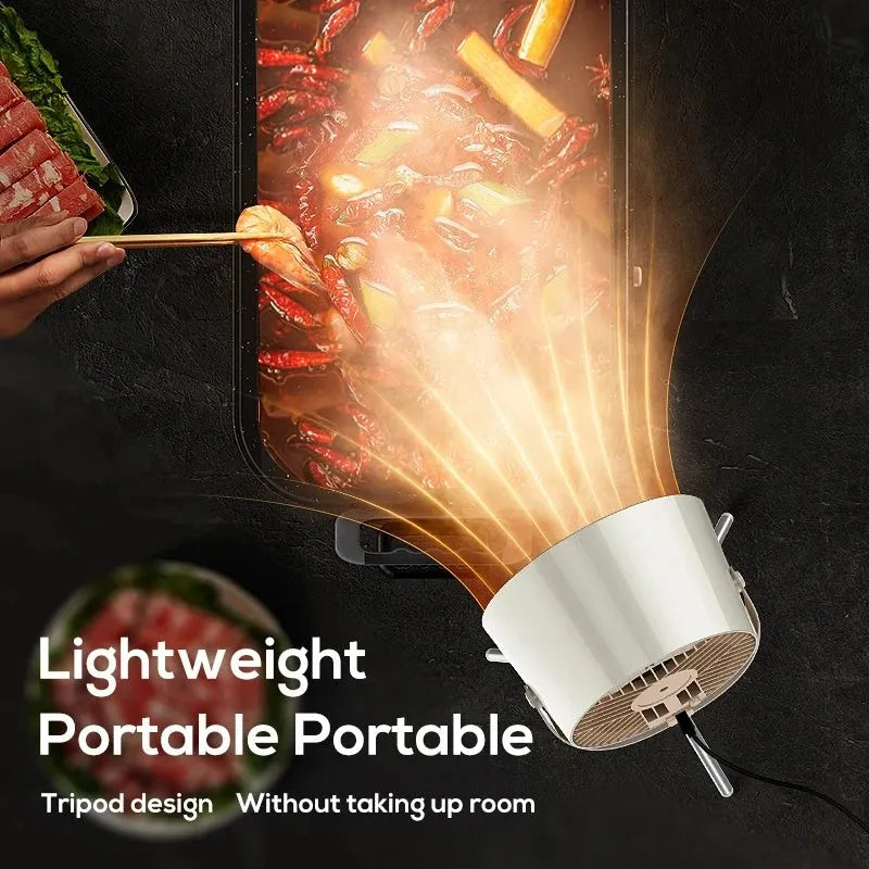 Milky white portable USB desktop exhaust fan with tripod stand and removable filter screen.