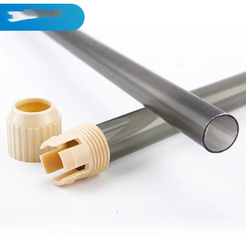 Electric aquarium cleaning siphon with telescopic handle and blue hose on a black base