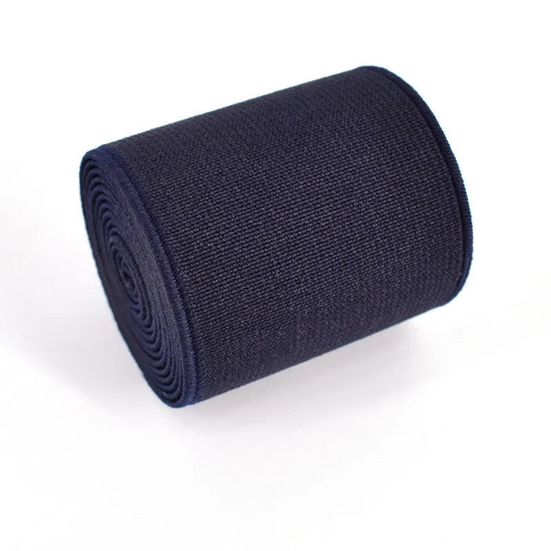5cm wide colourful elastic band showing ten colour options including black, brown, dark red and blue variants