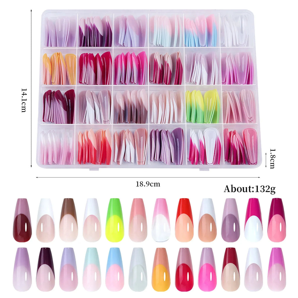 Open box showing 288 removable French wear design nail stickers in sweet and hot girl styles.
