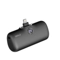 Compact cylindrical lipstick-shaped power bank showing digital battery percentage screen, in choice of colours.