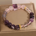 Women's natural amethyst crystal bracelet with purple colour and 10mm rhinestone accents