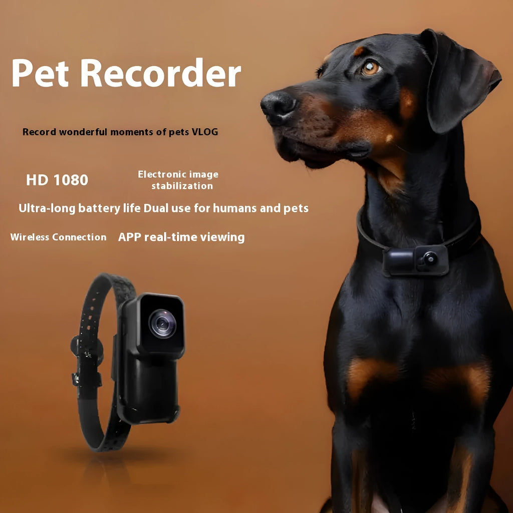 Black wifi camera neckband recorder on a table showing compact size and Type-C port