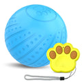 Bite-resistant rubber dog toy ball in blue, green, or orange with automatic rolling and remote control option
