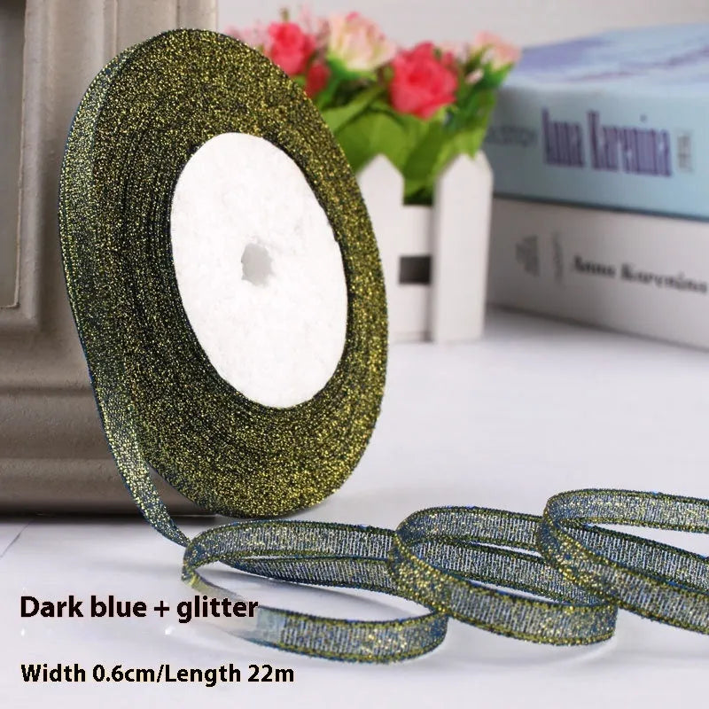 0.6cm wide polyester gift packaging ribbon roll in multiple colour options including gold leaf and jade pink