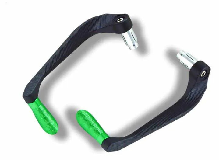 Pair of aluminium alloy motorcycle hand guards in red with striped horns design for electric bikes
