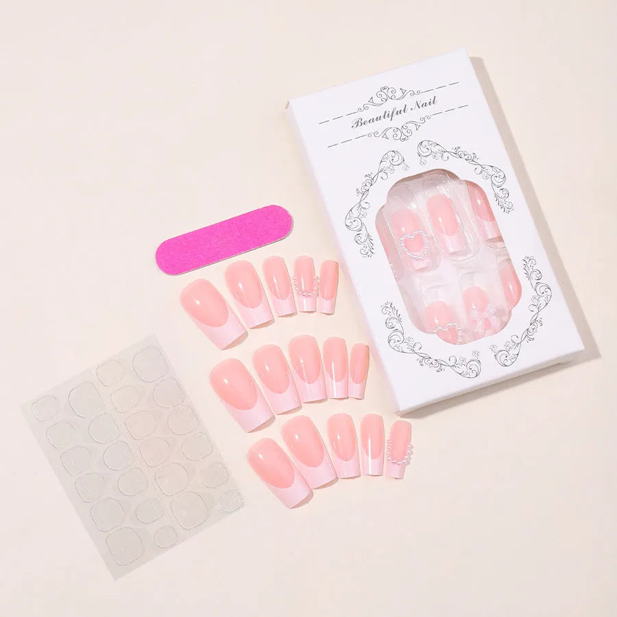French love pearl fake nail stickers in colour XD93 with jelly glue and polish rub