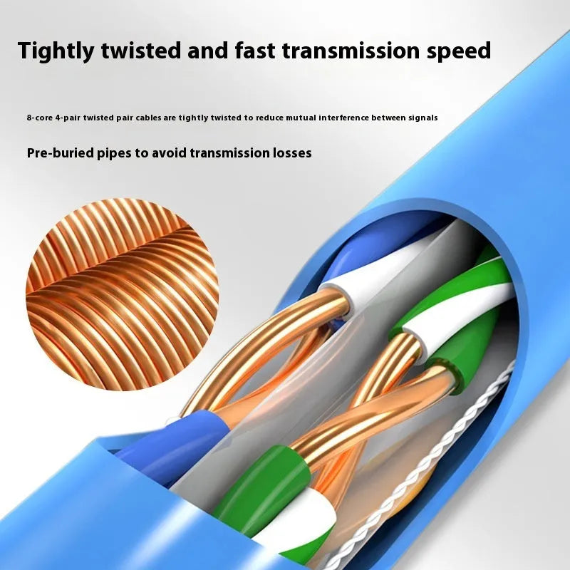 Blue category 6A ethernet cable with oxygen-free copper core, 305 metre length for 10GB/S networking