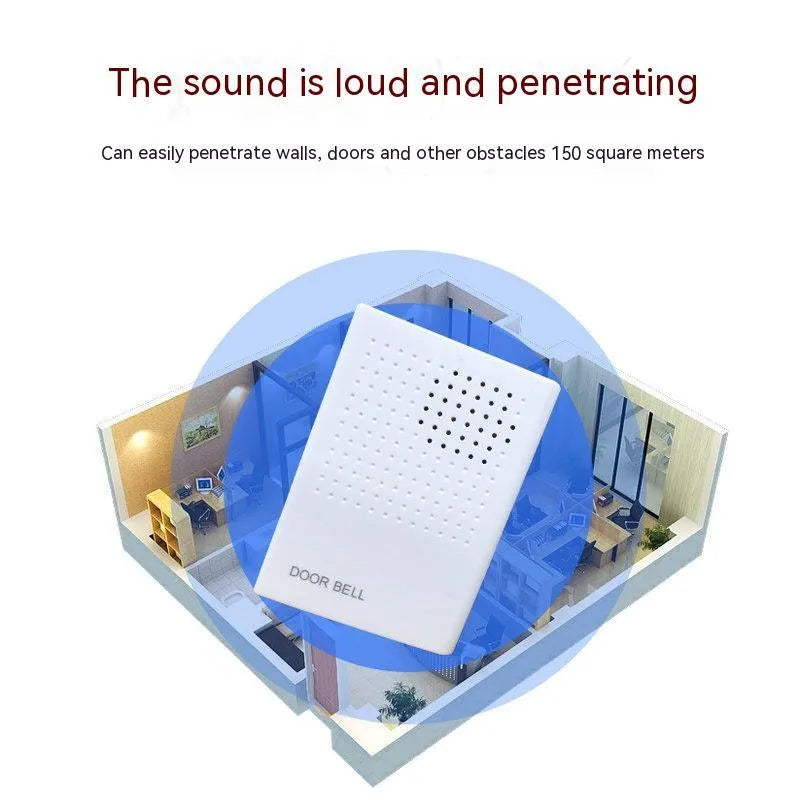 White wired doorbell 87x62x23mm battery-mounted for hotels and home use