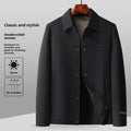Men's double-faced wool lapel jacket in grey, black or khaki, casual solid colour, sizes M to 4XL
