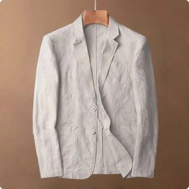 Men's lightweight linen thin coat with size stick pockets in solid colour