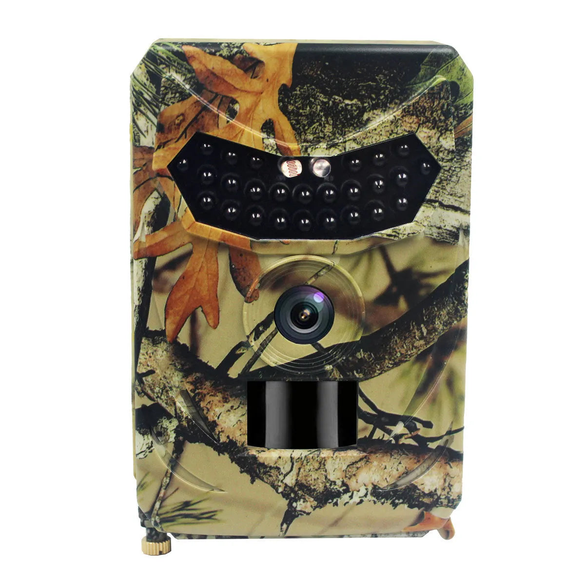 Yellow brown hunting game camera with infrared sensors for night vision wildlife monitoring