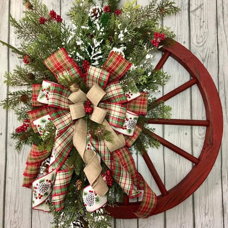 Christmas door hanging decoration in plastic, 50 x 30 x 6cm, with bell wreath or stair ornament style options.