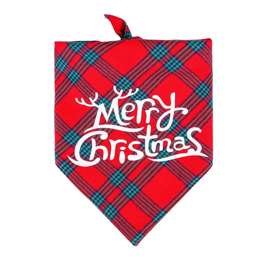 Christmas dog bib in pure cotton with classic snowman pattern, size L65x45x45cm