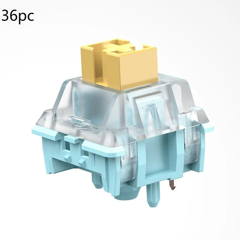Pack of 36 Tiger Mo Sea Salt Lemon PRO Mute coloured mechanical keyboard switches.