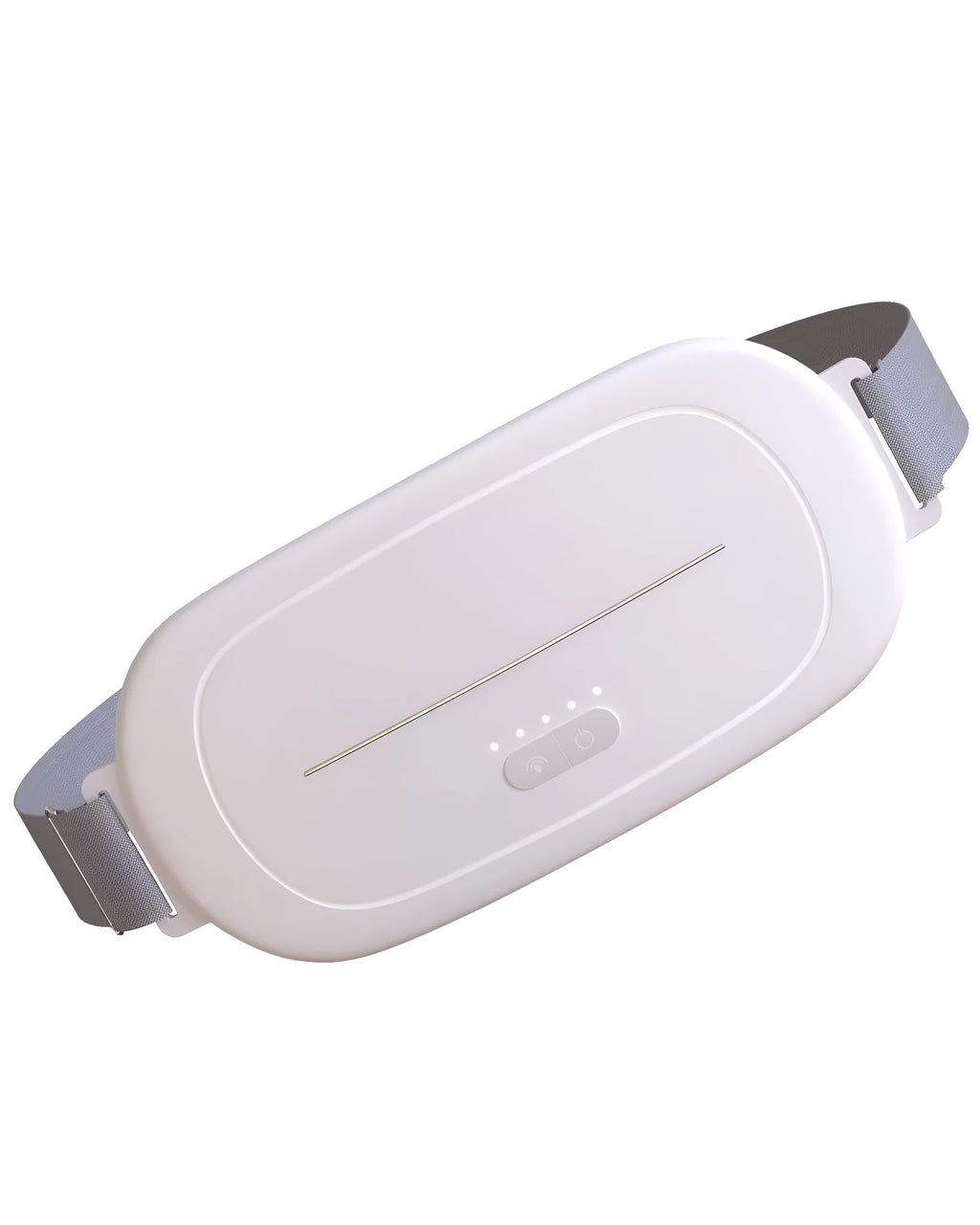 White single-use uterine warming adhesive device with battery for lower abdomen heat therapy.