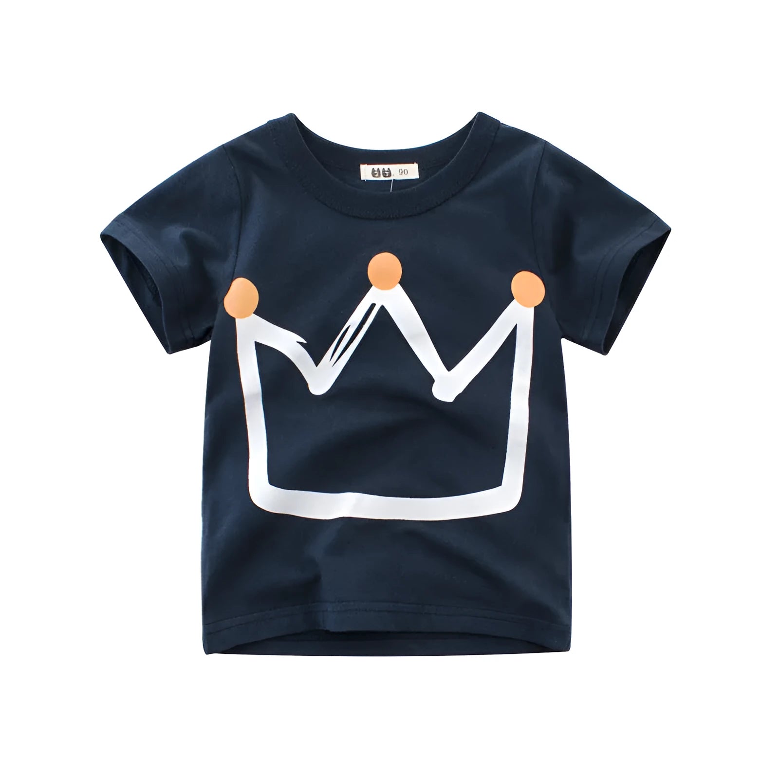 Royal Blue boys' short sleeve cotton T-shirt on a hanger, Korean style.