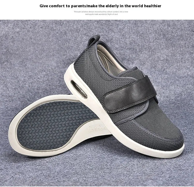 Men's Velcro casual shoes black mesh upper low heel round toe autumn winter footwear