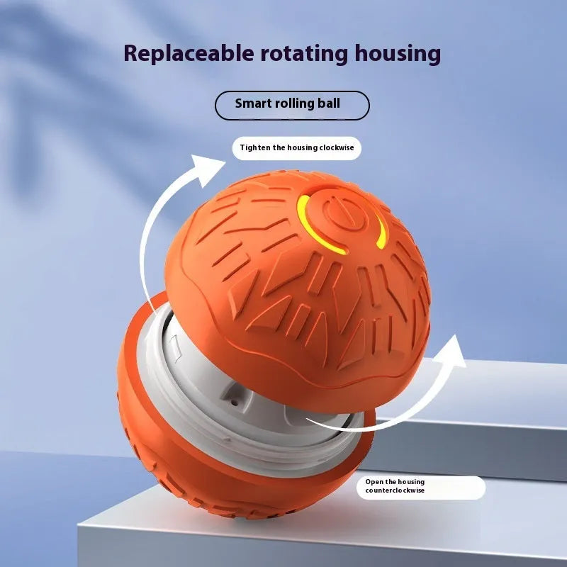 Blue and orange electric jumping ball dog toy with silicone body and thick rubber core