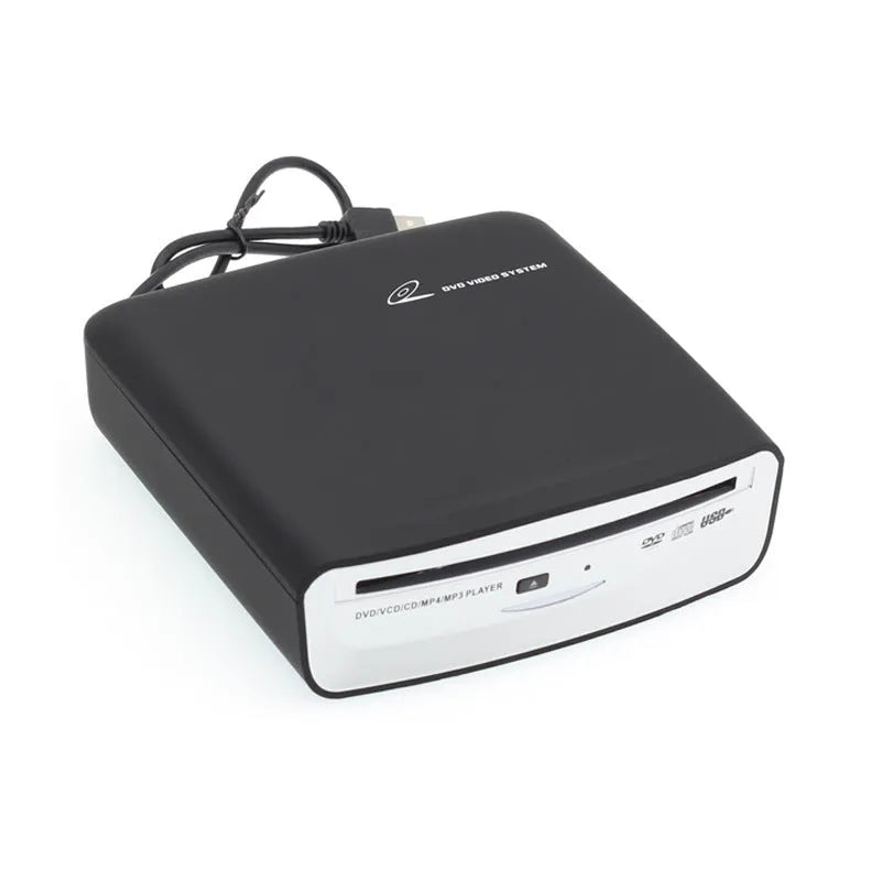 External car DVD burner with slot-in disc loading, black finish, USB interface for Android navigation