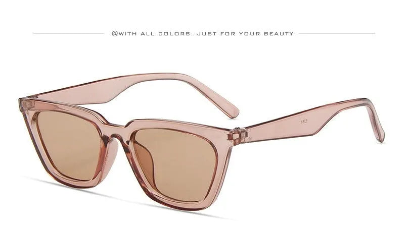 Retro cats eye sunglasses with oval resin lens frame in black for women