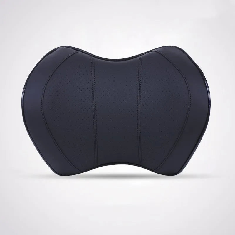 Car headrest with memory foam padding in black fabric cover for driving comfort