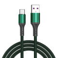Woven nylon braided Type-C charging cable in red, black, or green colours