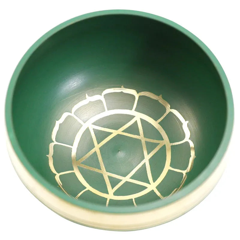 7.8cm handmade Himalaya singing bowl in seven colours: orange red, green, blue, sky blue, purple, yellow, red