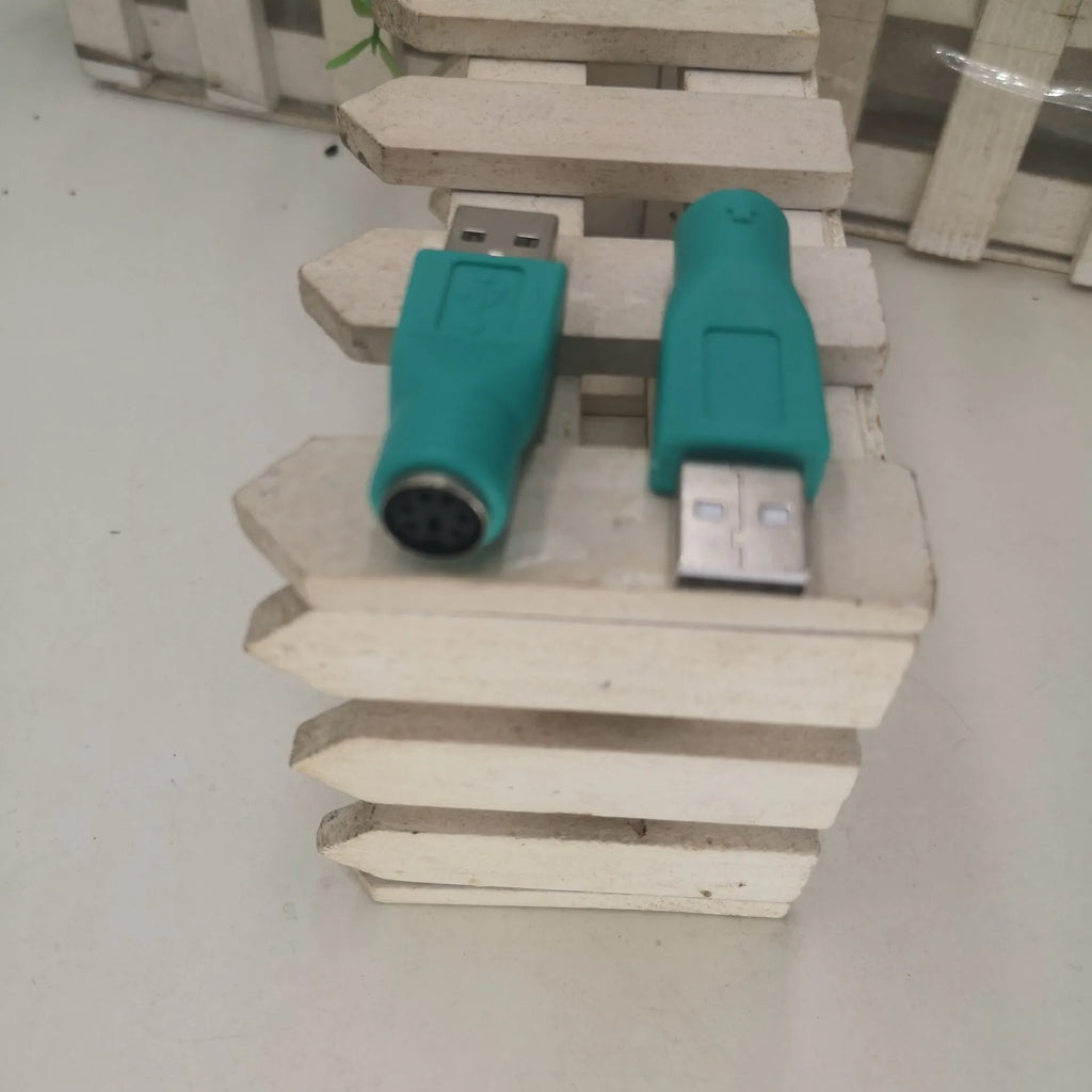 Green PS2 to USB adapter with 1 metre copper wire cable for computer connection