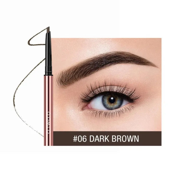 Brow pencil in a colour box with six shade options: Auburn, Blonde, Caramel, Dark Brown, Soft Brown, Taupe.