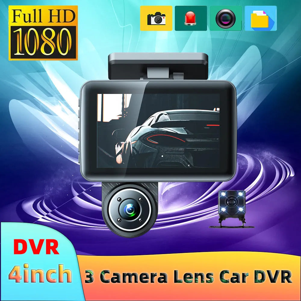4 inch touch screen dashboard camera with wide angle lens for car recording