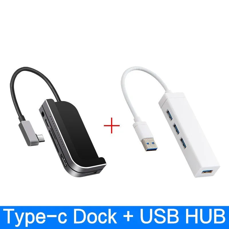 Silver aluminium grey Type-C docking station for iPad Pro with multiple connection ports