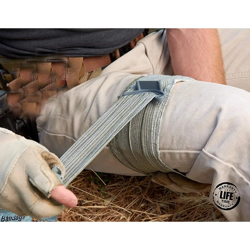 Simple portable hemostatic bandage tactical gauze tape in 4-inch and 6-inch sizes.