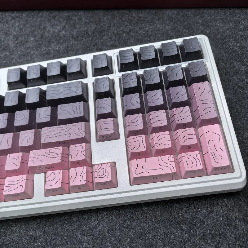 Black Rose Contour Line Two-Color Crack Luminous Key Cap set for mechanical keyboards, plastic, black powder colour