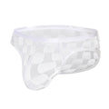 Men's black mesh breathable U-convex plaid underpants briefs with lace nylon fabric