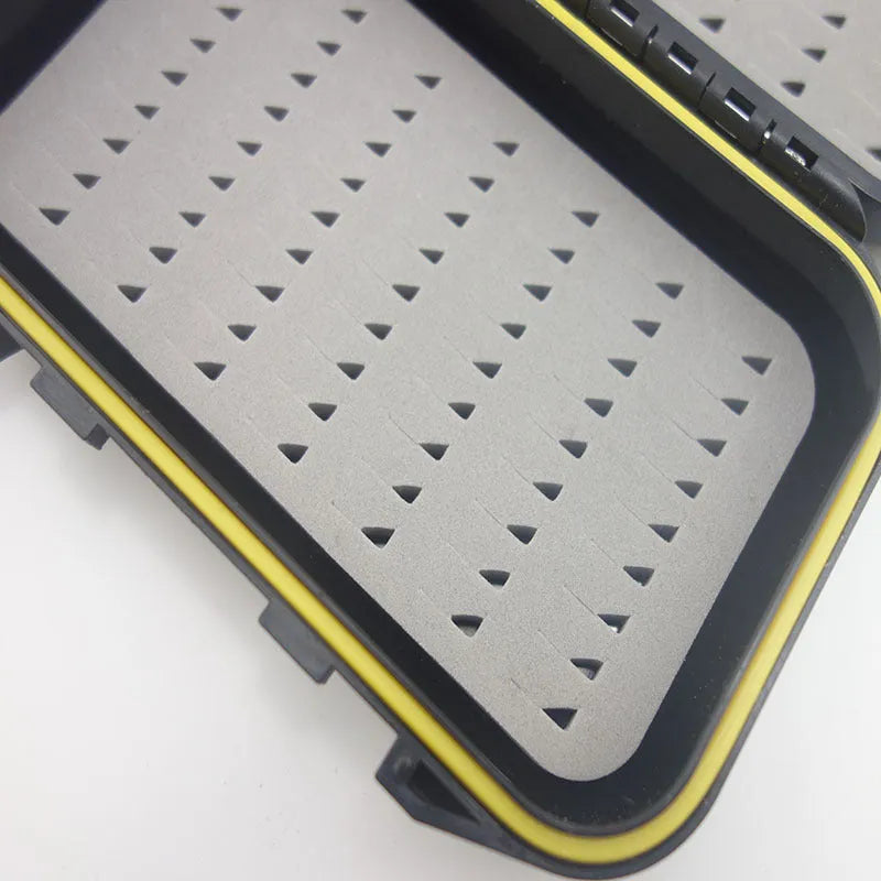 Fishing Double-sided Waterproof Fly Box Fly Fishing Gear Box ABS Impact-resistant Plastic 135x80x30mm with Silicone Sealing Ring and Foam Insert Black Lure Storage Case
