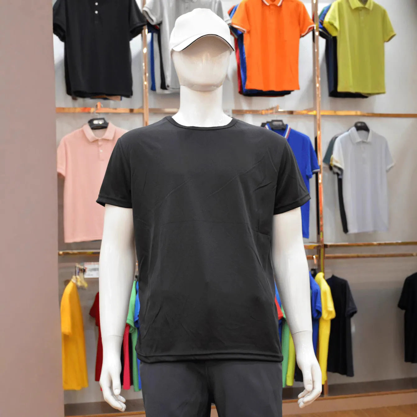 Slim fit short sleeve T-shirt in quick-dry viscose polyester fabric showing colour options