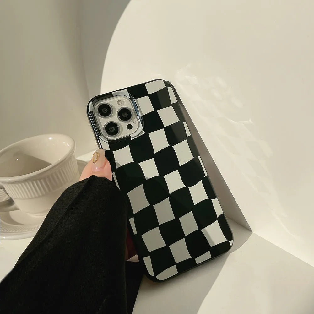 Bright Black Twisted Grid TPU back cover for iPhone 13 Pro Max