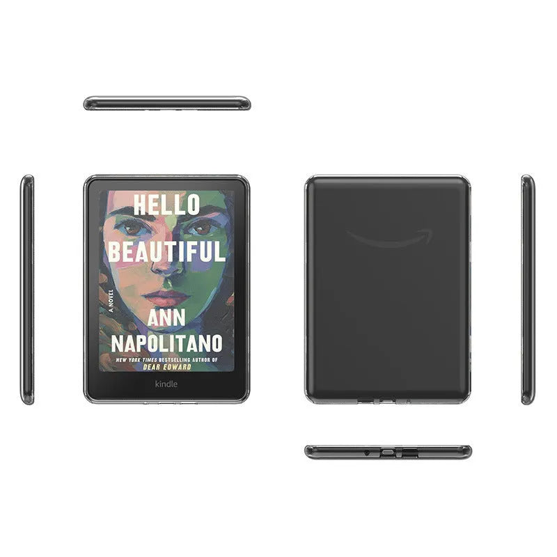 Transparent soft TPU protective case for Kindle PaperWhite 12th 2024 7 inch, showing all-inclusive cover design